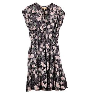 Rebecca Taylor Women Short Sleeve Silk Midi Dress Sz 4 Floral Office Luxe Career
